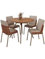 Conjunto Sala De Jantar 4 Cadeiras Verona Carraro Freijó Areia Rosê