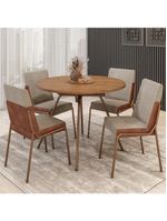 Conjunto Sala De Jantar 4 Cadeiras Verona Carraro Freijó Areia Rosê