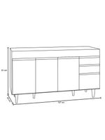 Balcão Gabinete Para Pia Sem Tampo 150cm Marrocos Preto/Cinza - Lumil