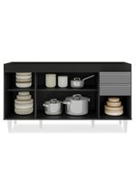 Balcão Gabinete Para Pia Sem Tampo 150cm Marrocos Preto/Cinza - Lumil