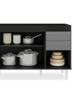 Balcão Gabinete Para Pia Sem Tampo 150cm Marrocos Preto/Cinza - Lumil