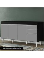 Balcão Gabinete Para Pia Sem Tampo 150cm Marrocos Preto/Cinza - Lumil