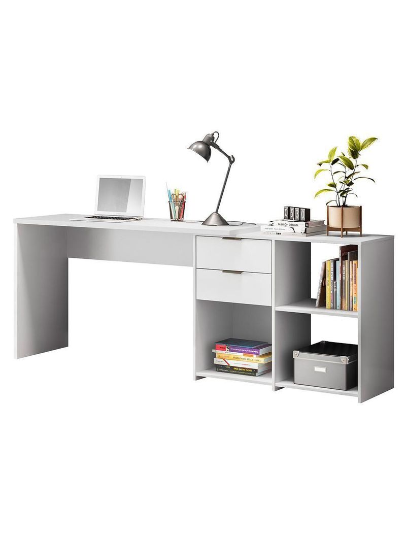 Escrivaninha Com Tampo Giratório 2 Gavetas Nt2060 Branco