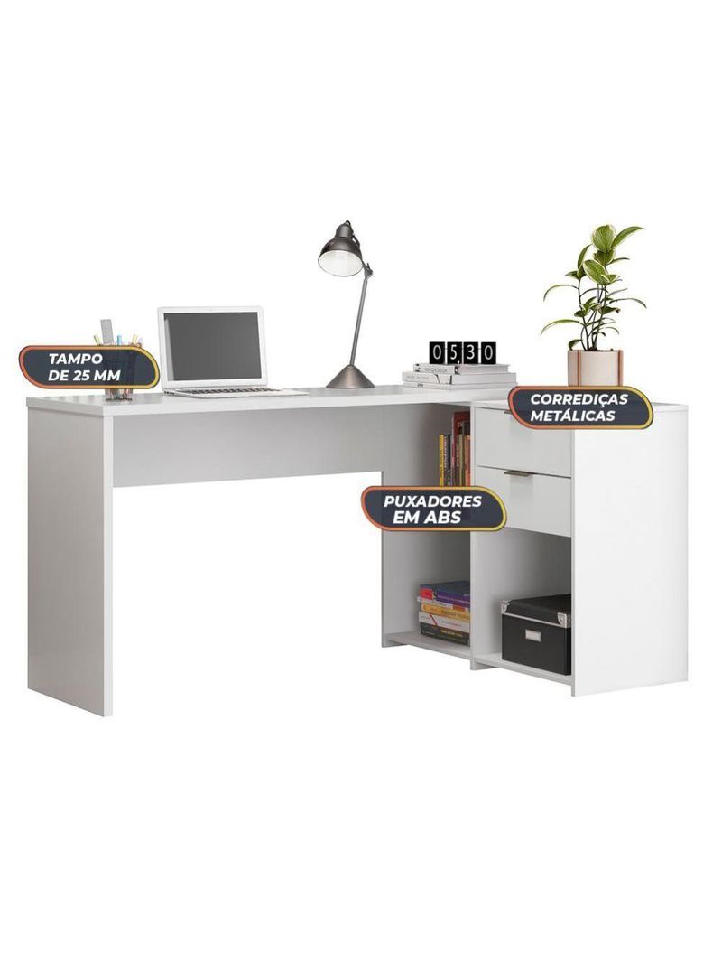 Escrivaninha Com Tampo Giratório 2 Gavetas Nt2060 Branco