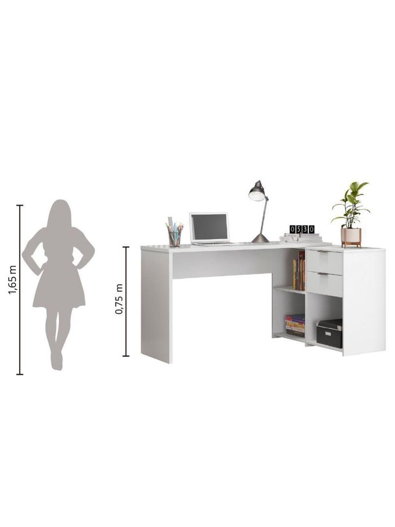 Escrivaninha Com Tampo Giratório 2 Gavetas Nt2060 Branco