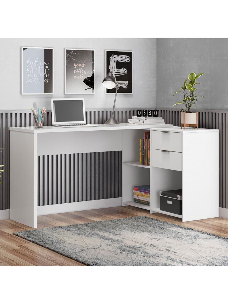 Escrivaninha Com Tampo Giratório 2 Gavetas Nt2060 Branco