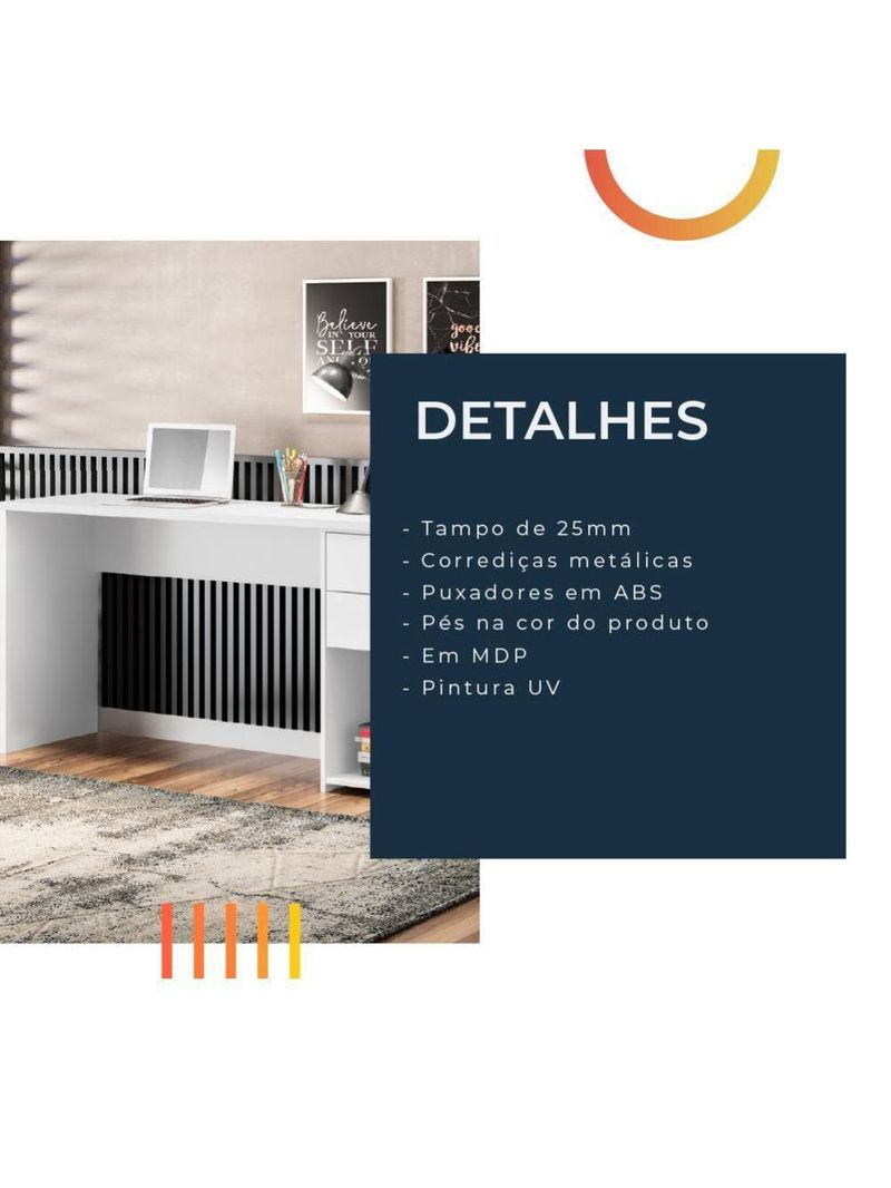 Escrivaninha Com Tampo Giratório 2 Gavetas Nt2060 Branco