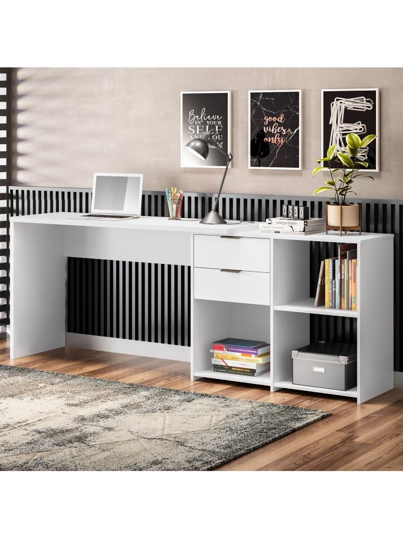 Escrivaninha Com Tampo Giratório 2 Gavetas Nt2060 Branco