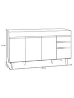 Balcão Gabinete Para Pia Sem Tampo 150cm Marrocos Preto - Lumil