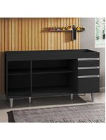 Balcão Gabinete Para Pia Sem Tampo 150cm Marrocos Preto - Lumil