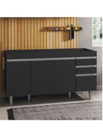 Balcão Gabinete Para Pia Sem Tampo 150cm Marrocos Preto - Lumil