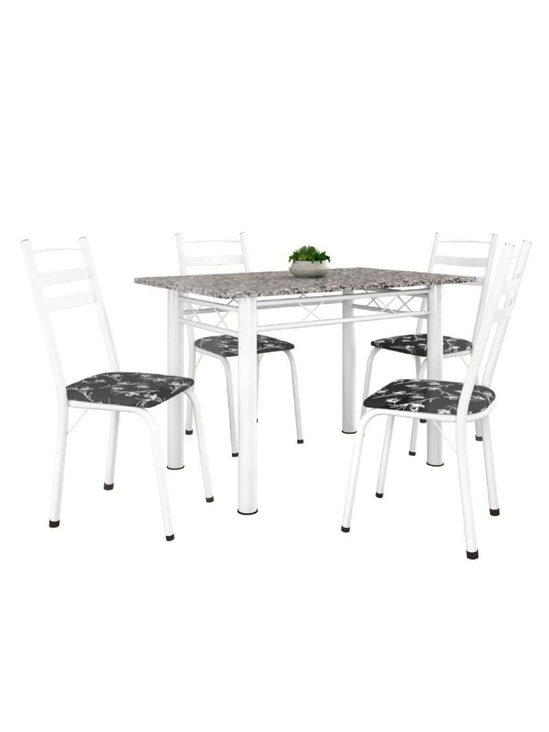 Conj De Mesa Com 4 Cadeiras 1,20m Branco/Granito Branco