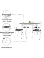 Conj De Mesa Com 4 Cadeiras 1,20m Branco/Granito Branco