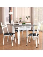 Conj De Mesa Com 4 Cadeiras 1,20m Branco/Granito Branco