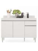 Balcão Gabinete 120cm 3 Portas 1 Gaveta Branco