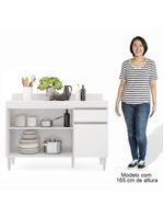 Balcão Gabinete 120cm 3 Portas 1 Gaveta Branco