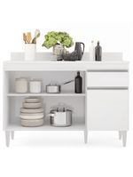 Balcão Gabinete 120cm 3 Portas 1 Gaveta Branco