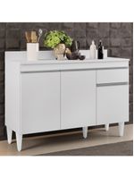 Balcão Gabinete 120cm 3 Portas 1 Gaveta Branco