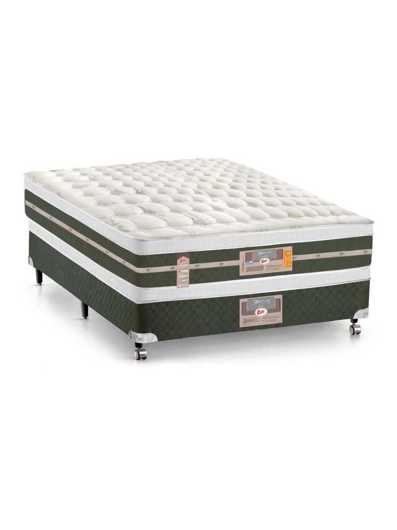 Cama Box + Colchão Castor Casal Silver Star Air Double Face Tenopedic 138x188x61cm