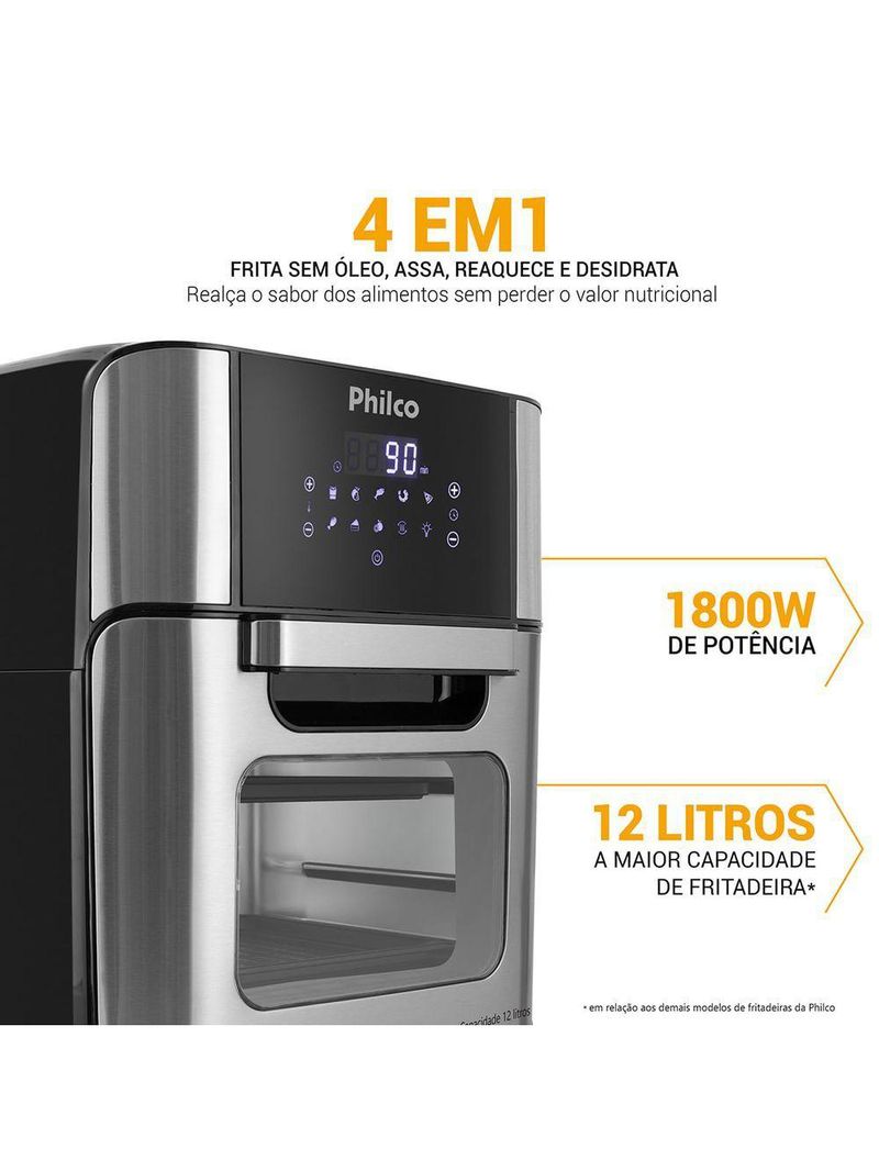 Air Fryer Oven Philco 12L 4 Em 1 1800W PFR2200 110V