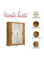 Guarda Roupa Solteiro Aruba com Espelho e Cômoda Texas Freijó Off White – Moval