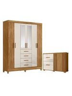 Guarda Roupa Solteiro Aruba com Espelho e Cômoda Texas Freijó Off White – Moval