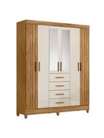 Guarda Roupa Solteiro Aruba com Espelho e Cômoda Texas Freijó Off White – Moval