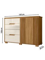 Guarda Roupa Solteiro Aruba com Espelho e Cômoda Texas Freijó Off White – Moval