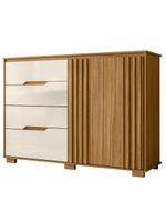 Guarda Roupa Solteiro Aruba com Espelho e Cômoda Texas Freijó Off White – Moval