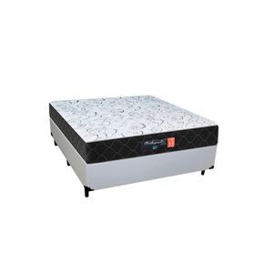 Cama Box Casal + Colchão Semi Ortopédico Extra Firme Espuma D33 Prime Colchões 138x188x72 Branco