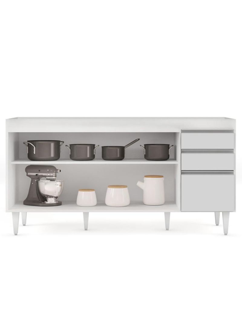 Balcão Gabinete 160Cm 4 Portas Arkansas Branco