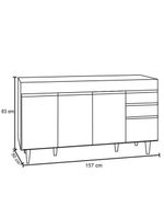Balcão Gabinete 160Cm 4 Portas Arkansas Branco