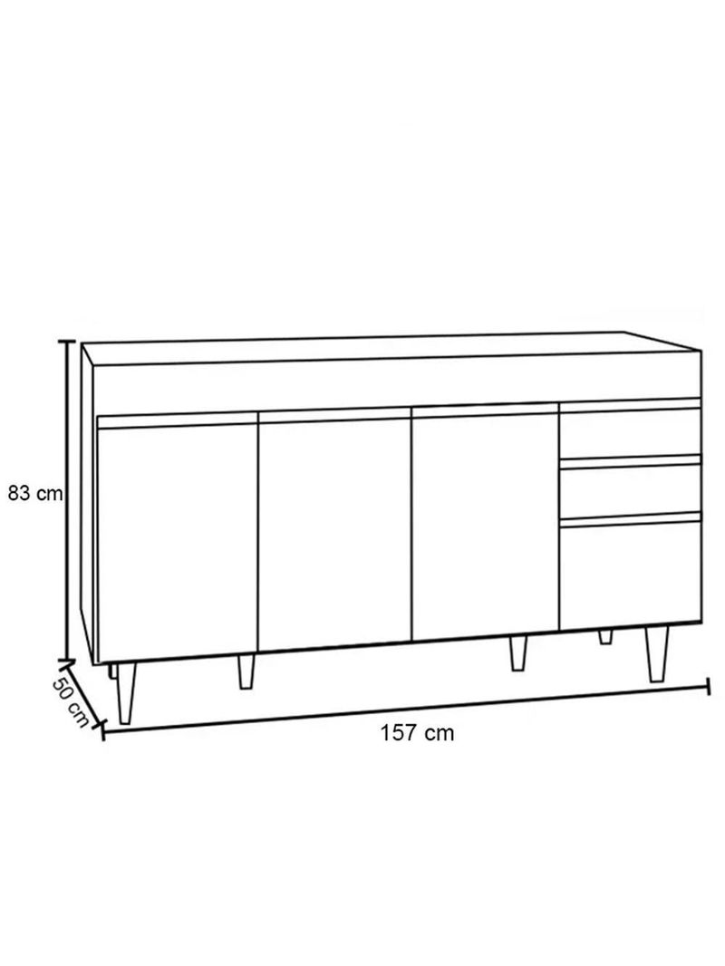 Balcão Gabinete 160Cm 4 Portas Arkansas Branco