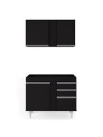 Armário Aéreo Indiana e Balcão para Pia 100cm Luziania Preto - Lumil