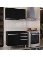 Armário Aéreo Indiana e Balcão para Pia 100cm Luziania Preto - Lumil