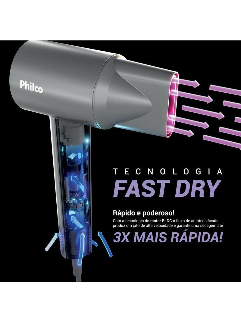 Secador de Cabelos Philco 1600W 4 Temperaturas PSC3600 110V