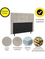 Cabeceira Estofada Cama Box Casal 140 cm Helena Suede Bege