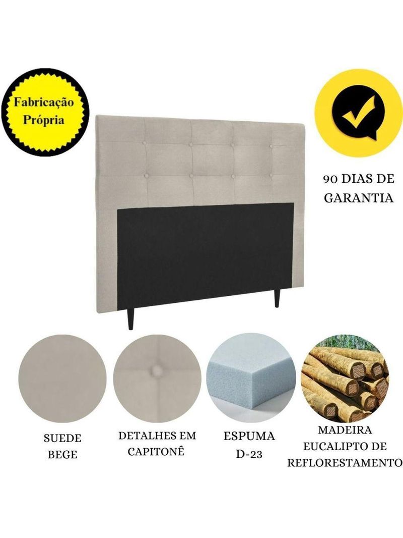 Cabeceira Estofada Cama Box Casal 140 cm Helena Suede Bege