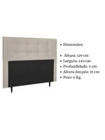 Cabeceira Estofada Cama Box Casal 140 cm Helena Suede Bege