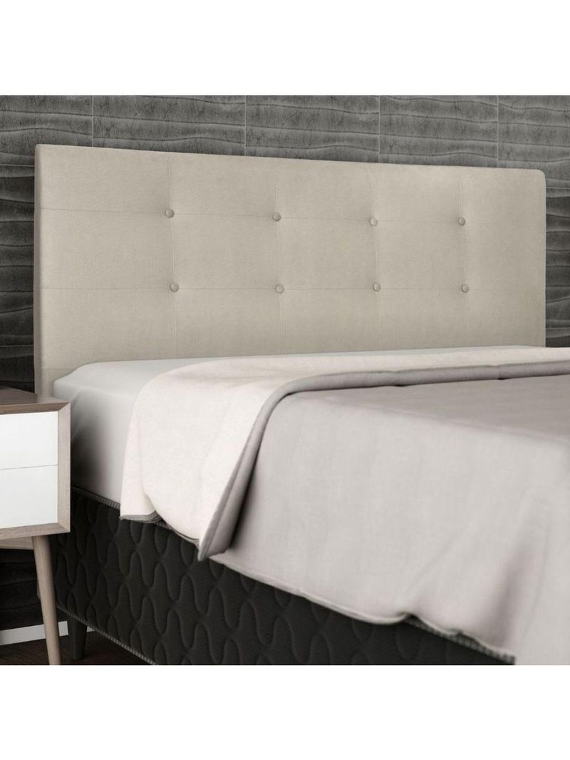 Cabeceira Estofada Cama Box Casal 140 cm Helena Suede Bege
