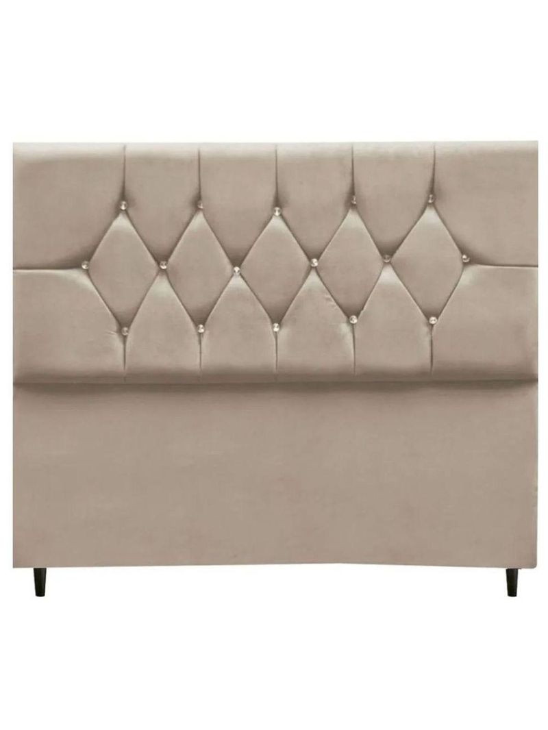 Cabeceira Cama Box Estofada Casal 140 Cm Geovana Suede Cor:bege