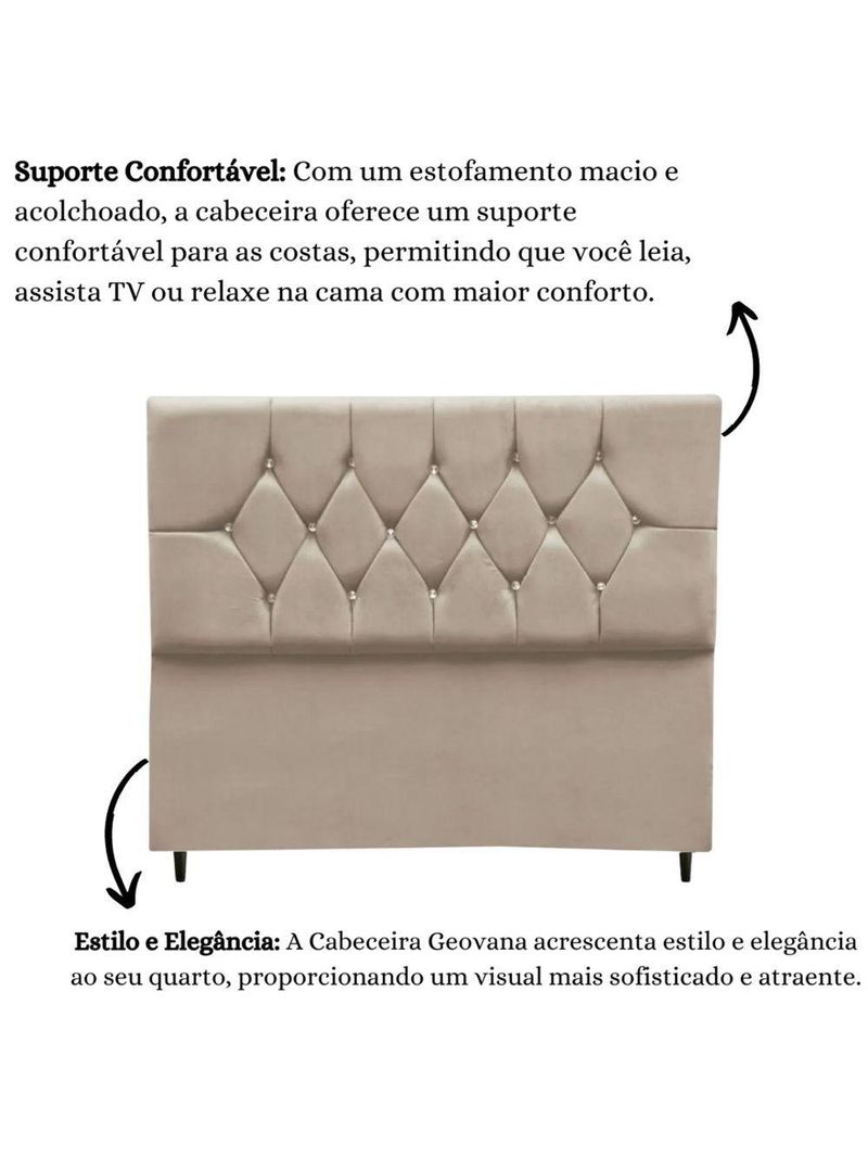 Cabeceira Cama Box Estofada Casal 140 Cm Geovana Suede Cor:bege