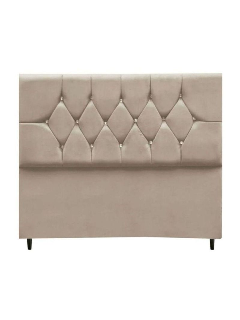 Cabeceira Cama Box Estofada Queen 160 cm Geovana Suede Bege
