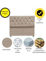Cabeceira Cama Box Estofada Queen 160 cm Geovana Suede Bege