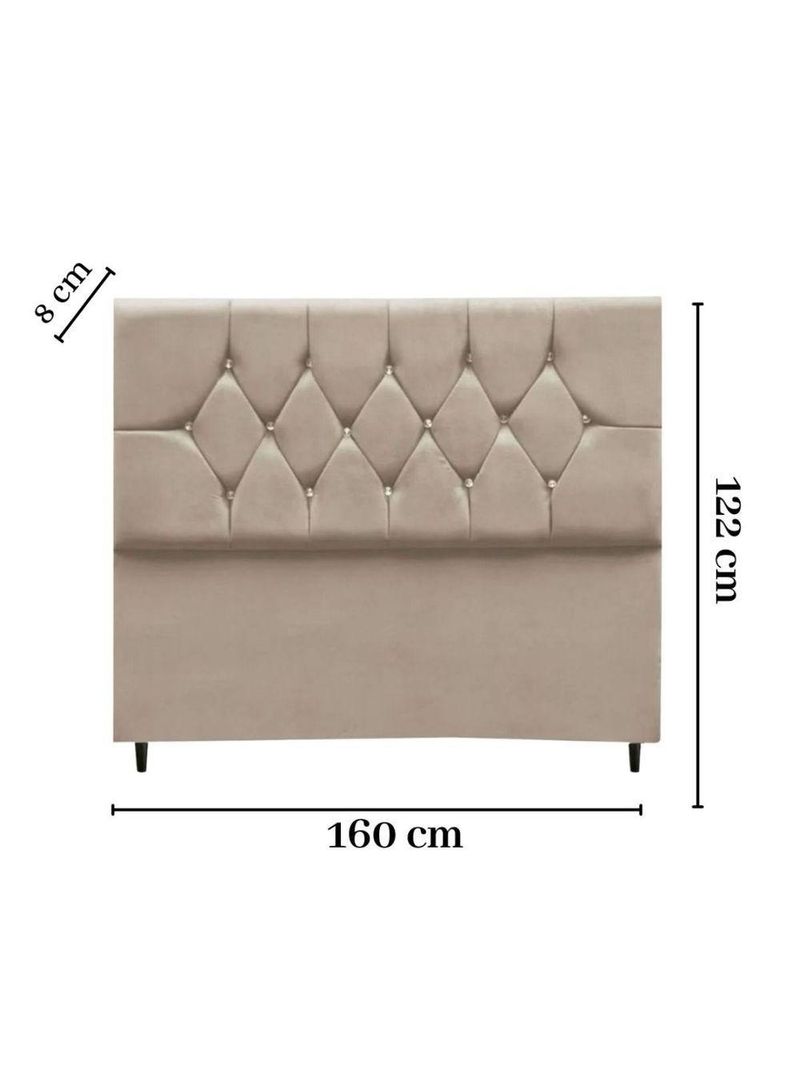 Cabeceira Cama Box Estofada Queen 160 cm Geovana Suede Bege