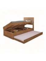 Cama Baú Larissa Solteiro Naturale e Off White com Auxiliar – Framar