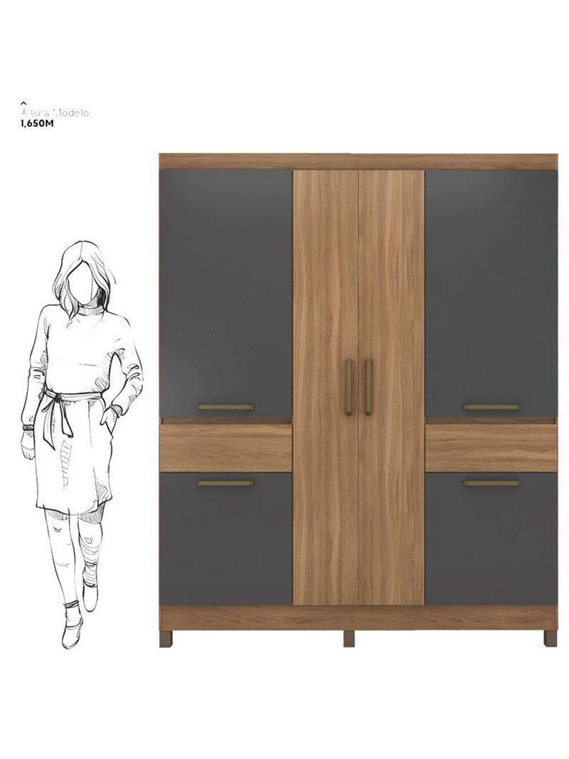 Guarda-Roupa Casal Máua Amêndola Grafito Prime – Demóbile