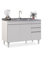 Balcão Gabinete para Pia 120cm Sem Tampo 3 Portas 2 Gavetas Michigan Branco – Lumil