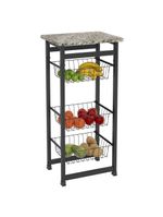 Fruteira Cozinha Aço Granito 3 Cestos Bebedouro Ftg001 Preta