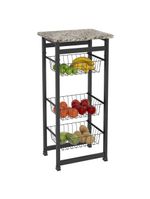 Fruteira Cozinha Aço Granito 3 Cestos Bebedouro Ftg001 Preta